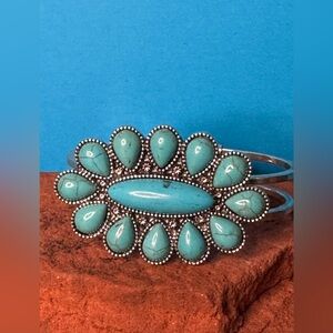 NEW Synthetic Turquoise Stone Cuff Bracelet